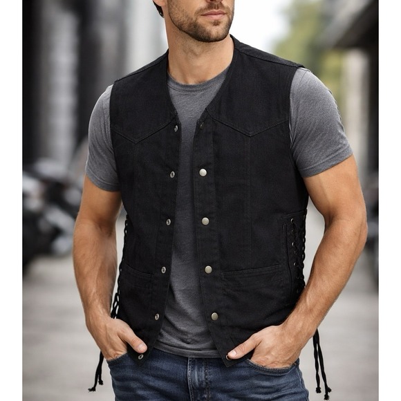 Milwaukee Performance Other - Milwaukee Performance Black Denim Motorcycle Vest Gun Pocket NWT L